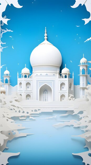 Paper art style mosque