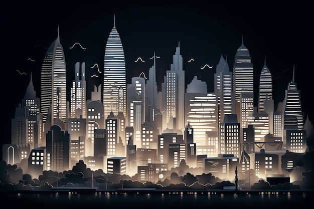 Paper art style of a sprawling metropolis