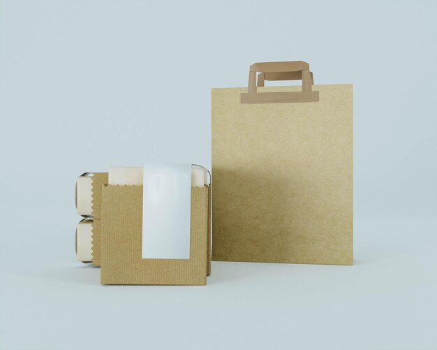 Paper bag for carrying things on white background