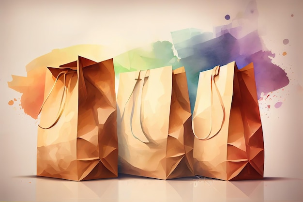 Paper Bag Day is celebrated worldwide on July 12 watercolor Generative Ai