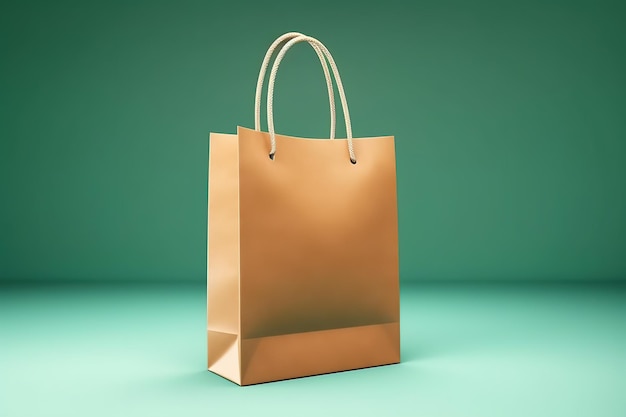 paper bag on green background for your designs mockup