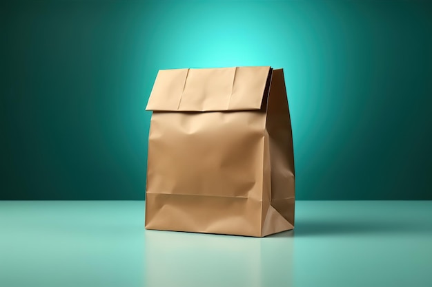 paper bag on green background for your designs mockup