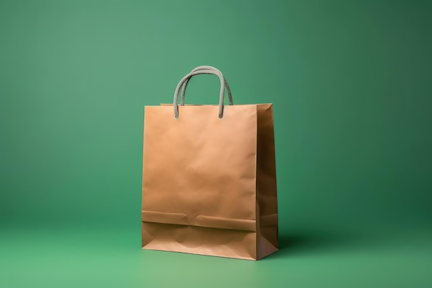 paper bag on green background for your designs mockup