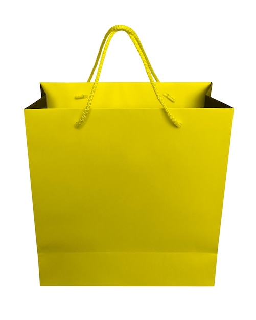 Paper bag isolated yellow