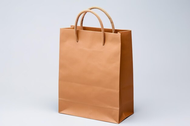 Photo paper bag on white background mockup for design generative ai