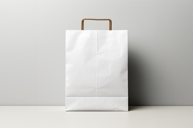 Photo paper bag on white background mockup for design