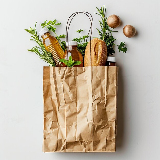 Foto una borsa di carta con bottiglie e bottiglie di birra