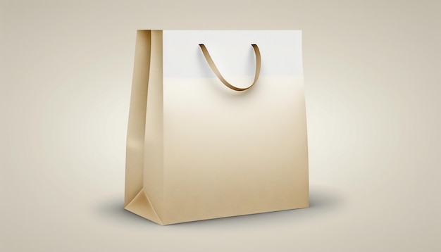 A paper bag with a brown handle and a brown handle.