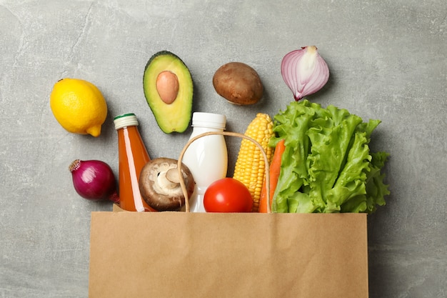 Paper bag with different food