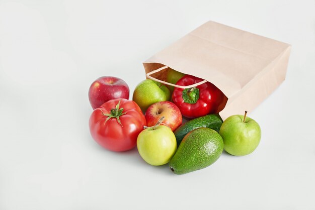 Paper bag with different vegetables