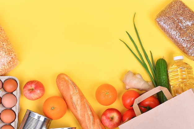 Paper bag with food supplies