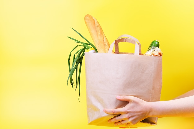 Paper bag with food supplies