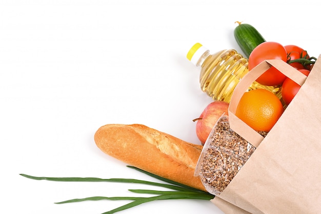 Paper bag with food supplies