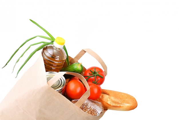 Paper bag with food supplies