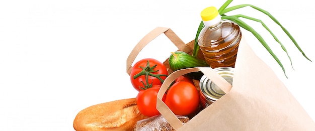 Paper bag with food supplies