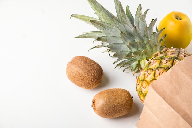 Paper bag with fruits