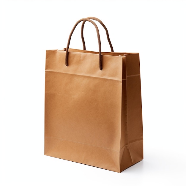 Paper bag with handle white background