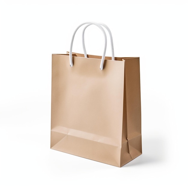 Paper bag with handle white background