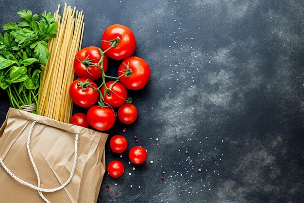 Paper bag with healthy food