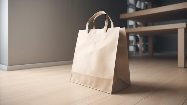 A paper bag on a wooden floor