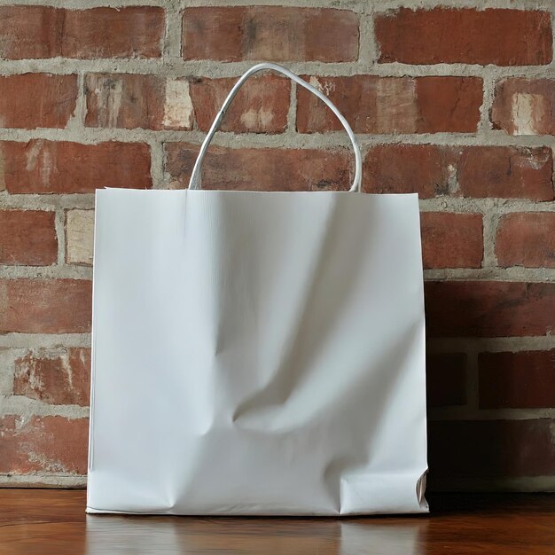 paper bags with white paper bags on wooden wall background