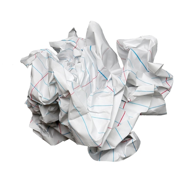 Paper ball Crumpled piece of recycled paper isolated on white background