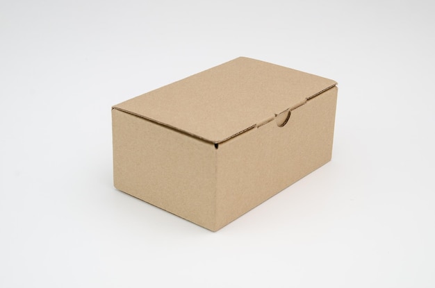 Paper box, isolated background. Brown cardboard delivery box.