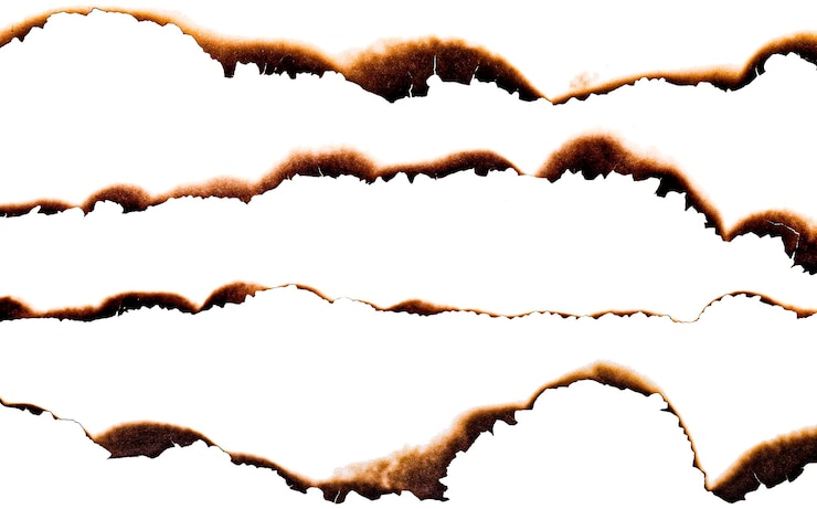 Photo paper burned isolated on white background
