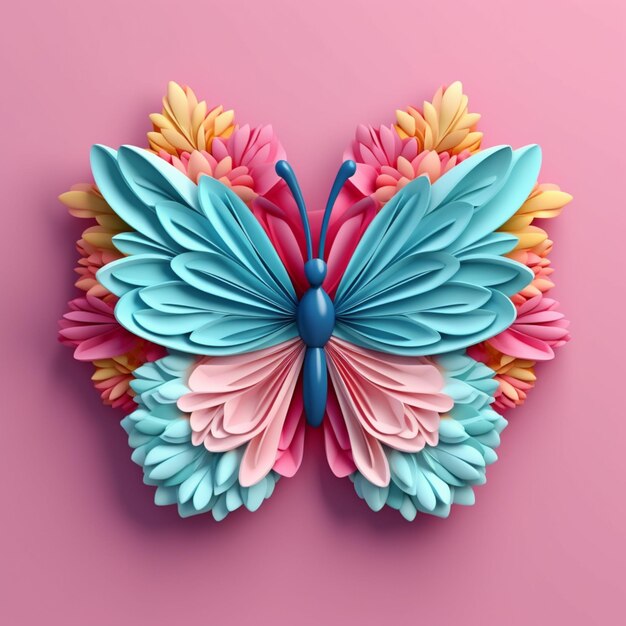 Paper butterfly with a pink background and the word love on it.