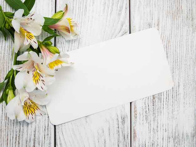 Paper card with alstroemeria flowers