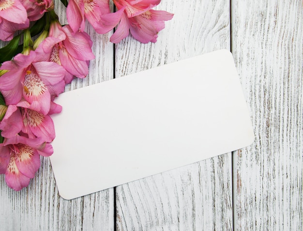 Paper card with alstroemeria flowers