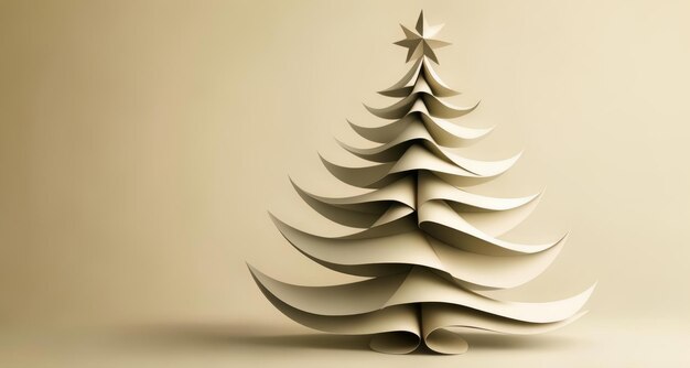 Photo paper christmas tree with star perfect for festive decorations