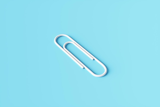 Paper clip on a blue background. 3d rendering illustration.