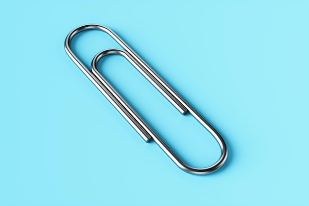 Paper clip on a blue background. 3d rendering illustration.