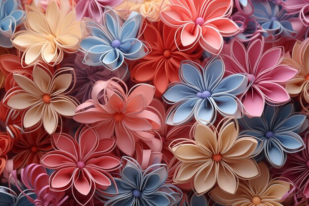 Paper clip flowers easter background