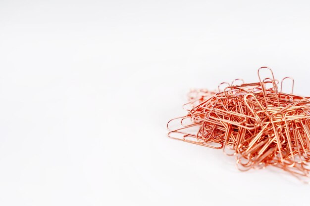 Paper clips on a white isolated background