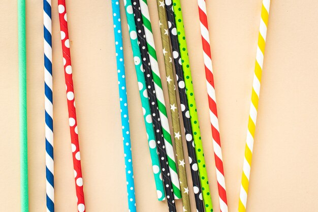 paper cocktail straws multicolored striped dotted straws scattered useful ecology biodegradable