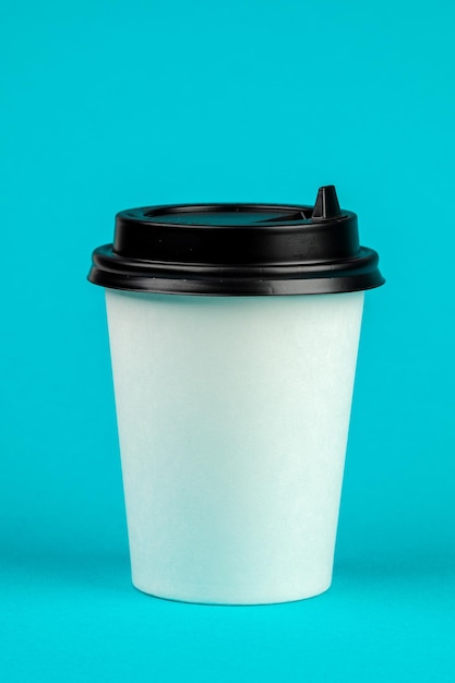 Paper coffee container with black lid Takeaway beverage container Drink Cup template for your design