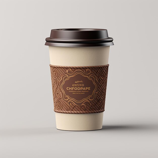 Photo paper coffee container with brown lid