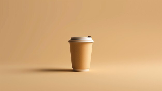 Photo paper coffee cup on a beige background