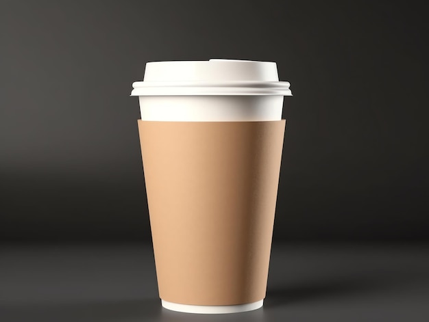 Paper coffee cup mockup on black background 3d rendering