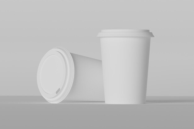 <unk>이 있는 종이 커피 컵 모 3D 렌더링과 디자인 공간