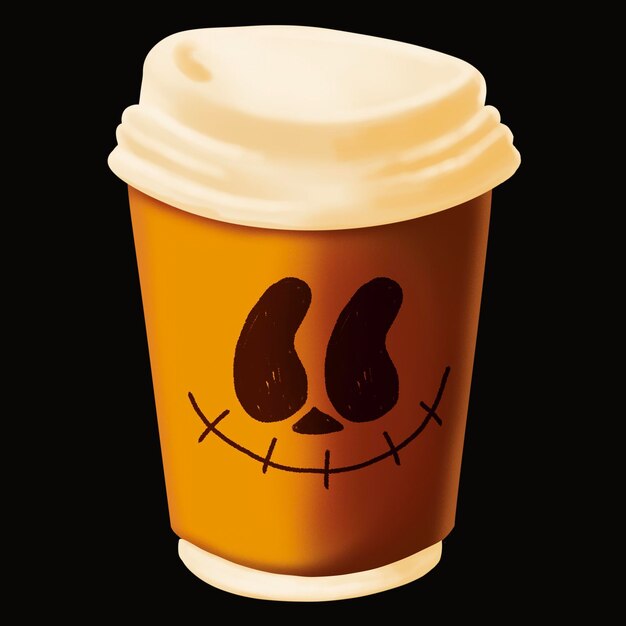 Photo paper coffee cup with halloween face