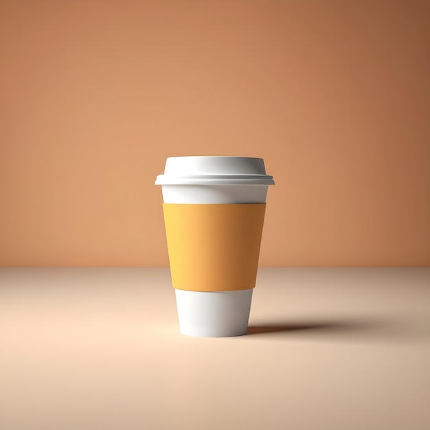 a paper coffee cup with a white lid that says  take away