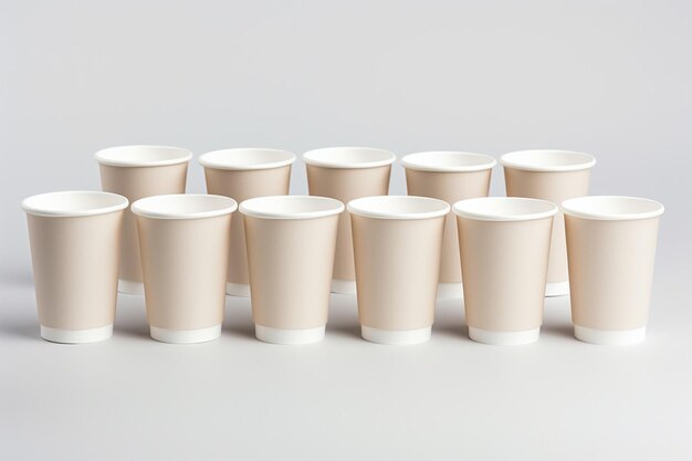 写真 白い背景に隔離された紙のコーヒーカップ