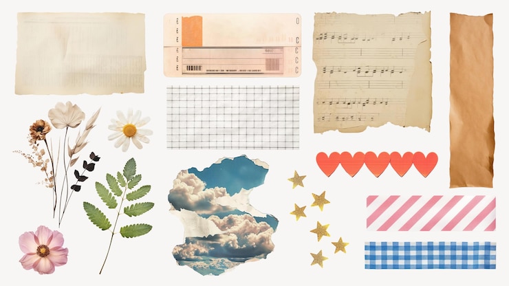 Photo paper collage design element set