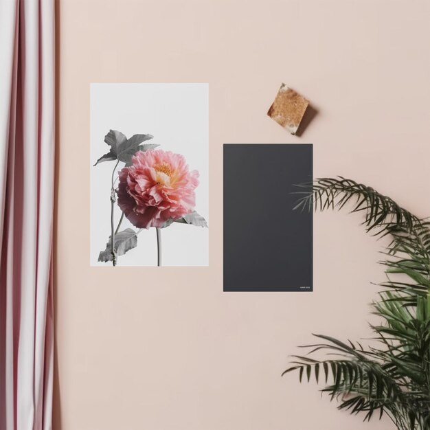 Photo paper collage mockup psd on the wall