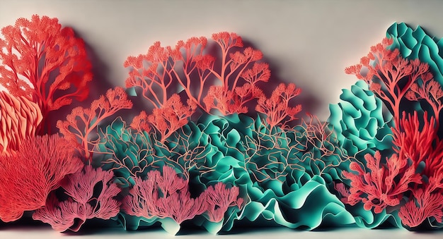 Paper collage with beautiful corals AI generation