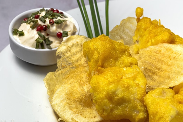 Paper cone with homemade fish and chips