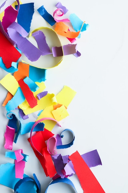 Paper confetti on marble flatlay background